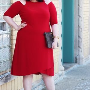 Hot Red Kiyonna Faux Wrap Dress. Size 2. Great Condition.